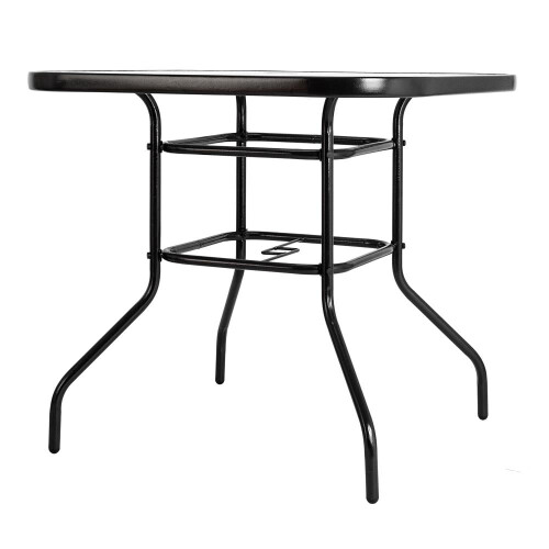 SamyoHome 32" Outdoor Patio Table Square Shape Steel Frame 1
