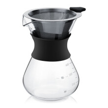 HERCHR Coffee Pot, Manual Hand Drip Coffee Maker Glass Pot with Stainless Steel Filter, Glass Coffee Pot