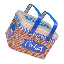 Biscuit Box Rectangle Metal Cookie Tin Handheld Cake Decorations Hamper Basketball Tea Jars for Loose Wedding Iron