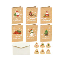 DYIOO 6-Pack Cute Christmas Cards Set - Bulk Funny Merry Christmas & Happy New Year Greetings, Festival Holiday Assortment Postcards for Kids,