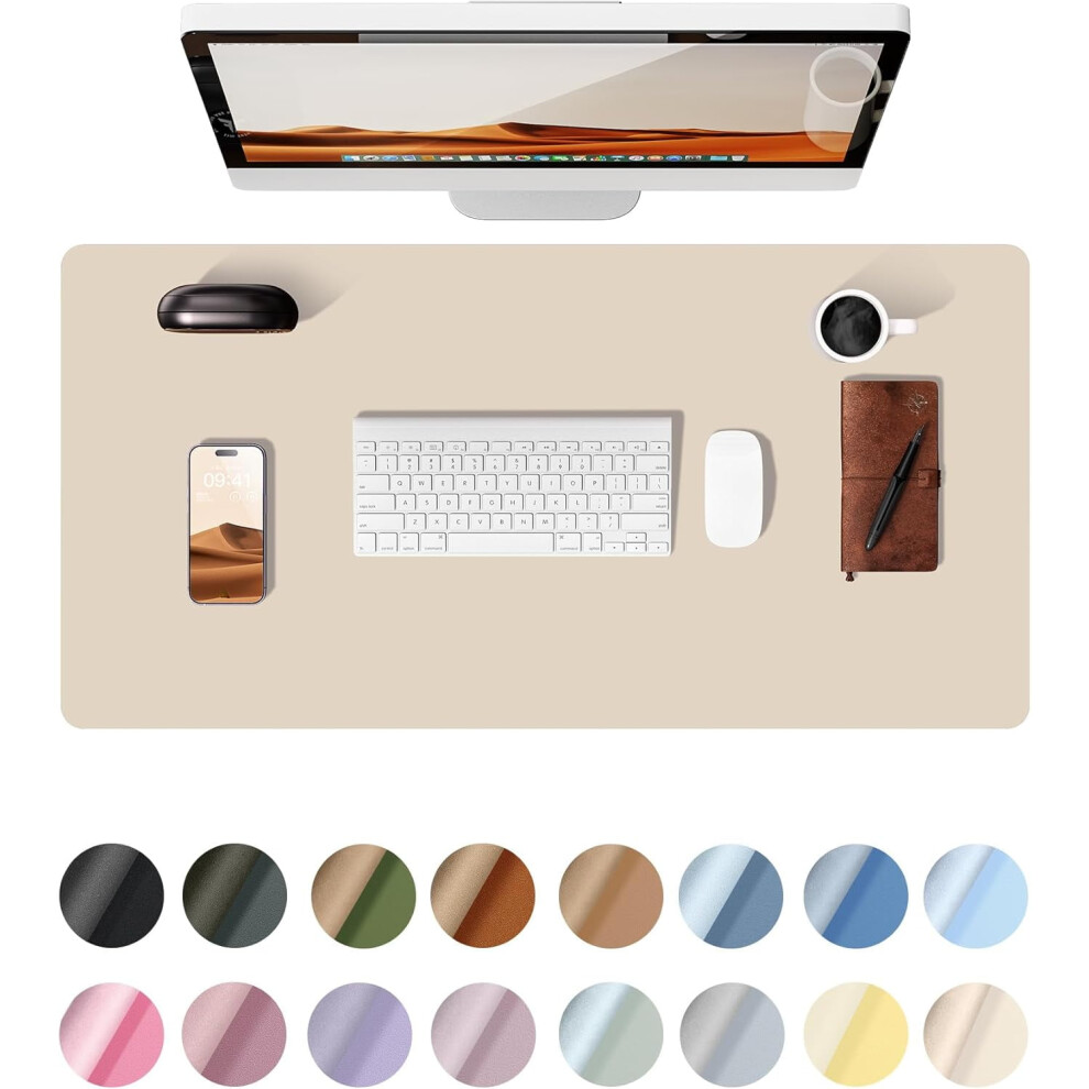 Leather Desk Pad Protector, Large Non-Slip Mouse Mat, Waterproof Pu Leather Writing Pad For Office & Home, 23.6" X 13.8" 9313598809162