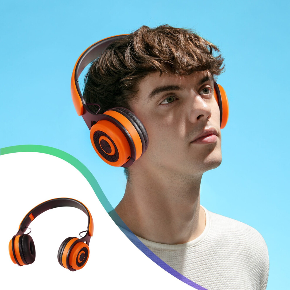 Rnemite-Amo Bluetooth Kid's Over-Ear Headphones, Orange 9313598809407