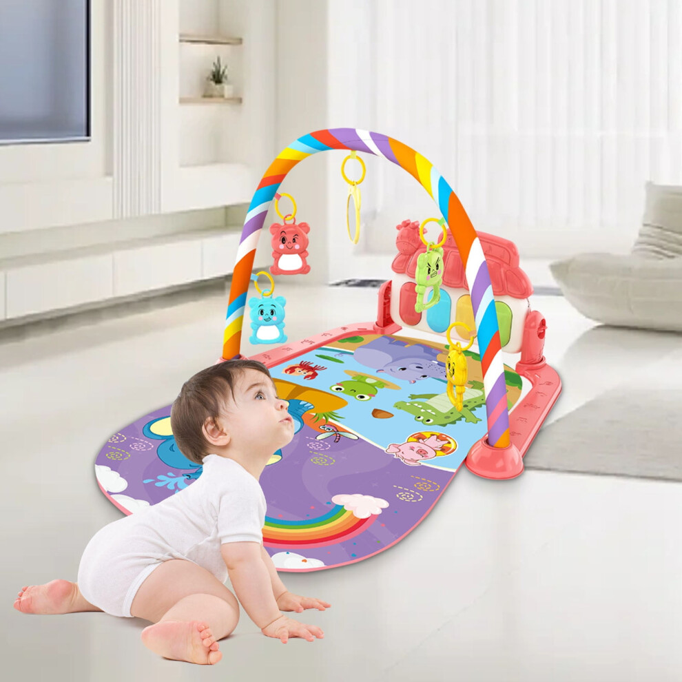 Baby Gyms Play Mats, Tummy Time Mats with Music and Soft Lights, Kick & Play Piano Baby Play Mat Activity Gym for Newborn Toddler Infants