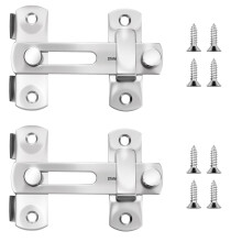2 Pcs Stainless Steel Barn Door Latch with 180 Flip, Rustproof Sliding Barn Door Lock for Bathroom, Garage and Gates