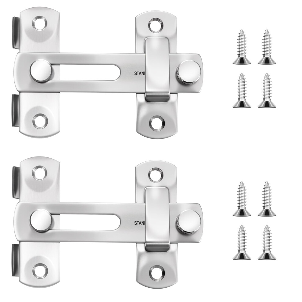 2 Pcs Stainless Steel Barn Door Latch With 180 Flip, Rustproof Sliding Barn Door Lock For Bathroom, Garage And Gates 9455672561457