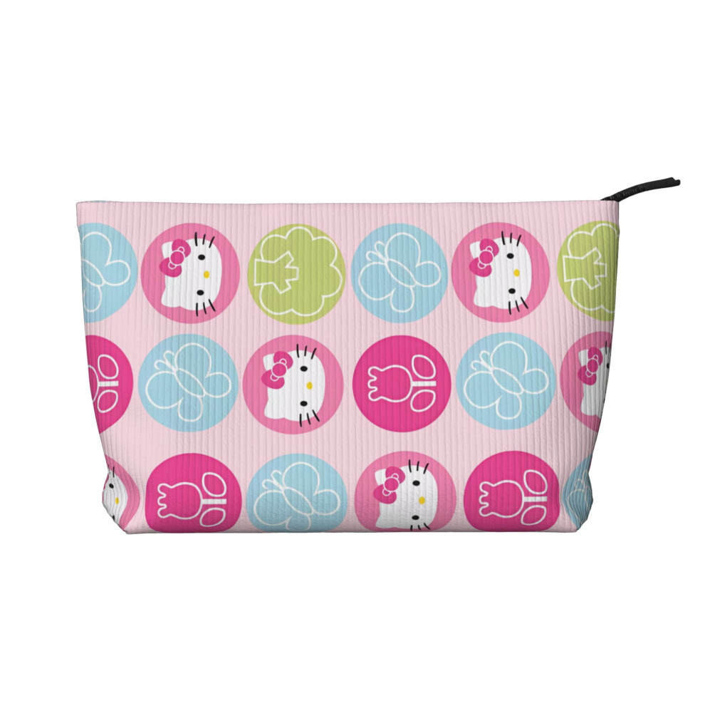 Hello Kitty Corduroy Cosmetic Bag Women's Toiletry Bag Accessories with Zipper Storage Bag Portable Cosmetic Travel Bag