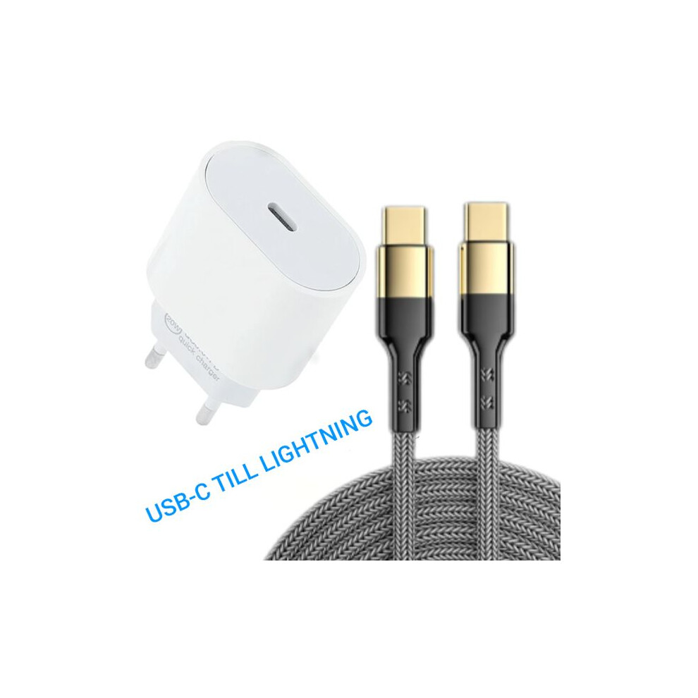 2 Meters + Usb Adapter 20W Usb-C Lightning Cable Charger 1Pc Adapter - 1Pc Cord 9496895829115
