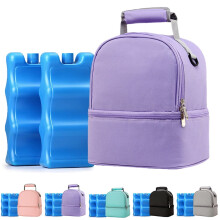 Insulation Bag Milk Storage Breast Pump Maternity Cooler Double Layer Fresh Keeping Baby Food Backpack Feeding Bottle for Mother-Purple