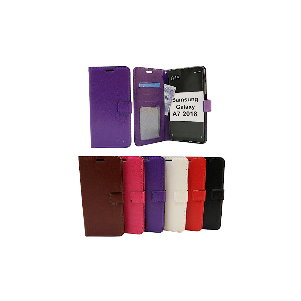 Crazy Horse Wallet Compatible With Samsung Galaxy A7 2018 (A750fn/Ds) Black 9448990257355