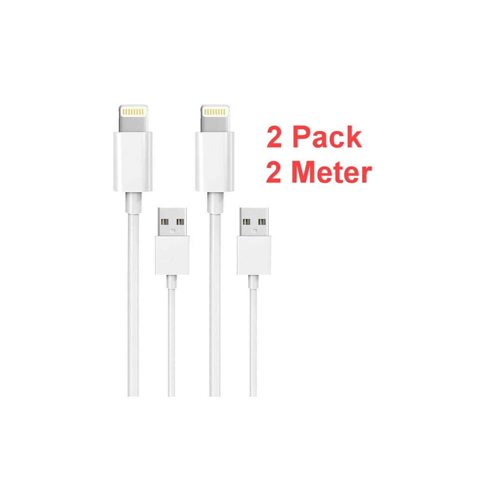 2-Pack 2M Lightning Charger Compatible With Iphone 13/12/11/ Xs/Max/X/8/7/6/5/Se White 9448990257096