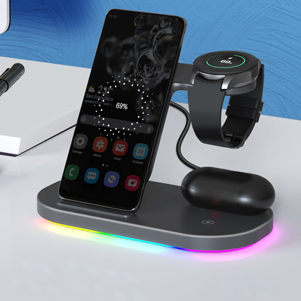 Txmfgh Desktop Standing Three In One Wireless Charger Intelligent Lighting 15W Fast Charging Multifunctional Wireless Charging 9496895832825