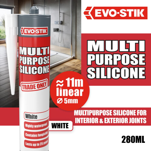 EVO-STIK Multipurpose Silicone Sealant White - Wat 1