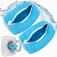 Wadada Shoe Washing Machine Bag, 2024 New Reusable Mesh Laundry Bag for All Shoes, Adjustable Sneaker Wash Bag for 360 Cleaning (Blue, 2 PCS)