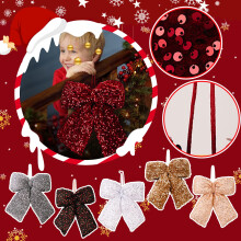 Christmas Bows for Wreaths Decorative Christmas Bow Large Sequin Bow Pendant Christmas Tree Decoration Bow Decoration Black