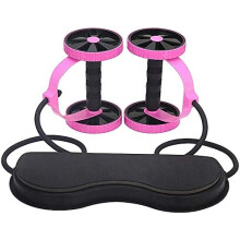 Tofreedomwind Abdominal Multifunctional Exercise Equipment Ab Wheel Double Roller with Resistance Bands/Knee mat Waist Slimming Trainer at Home Gym