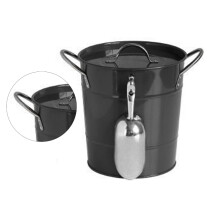 Champagnes Bucket Round Metal Ice Bucket with Shovel and Lid Drink Coolers Beverage Tub Wine Bucket Easy to Carrys