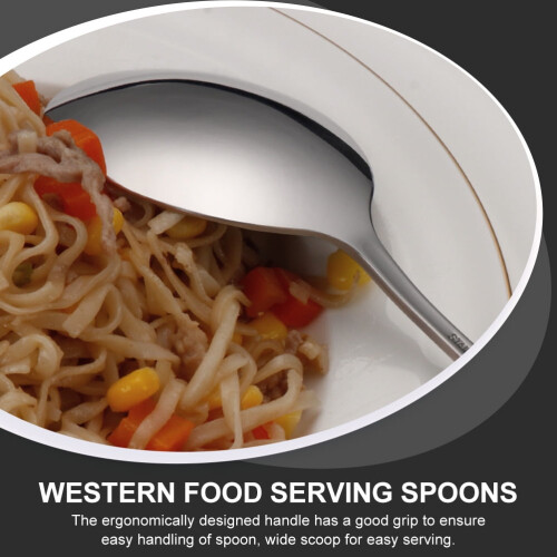 2 Pcs Serving Spoon Soup Spoons Kitchen Scoops Home Tableware Long Handle Spoon Public Cutlery 2