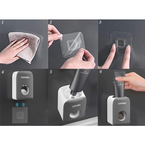 Automatic Toothpaste Dispenser for Kids, 2 Pack Wall Mounted Squeezer with Dust Cover and Easy Cleaning 1