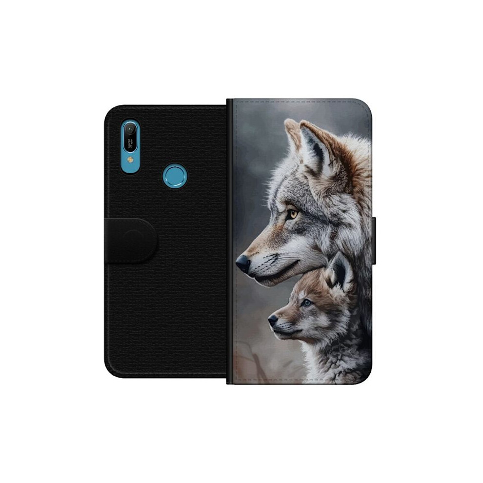 Compatible With Huawei Y6 (2019) Wallet Case Wolves Wild Wolf Animals Mysticism 9402001808479