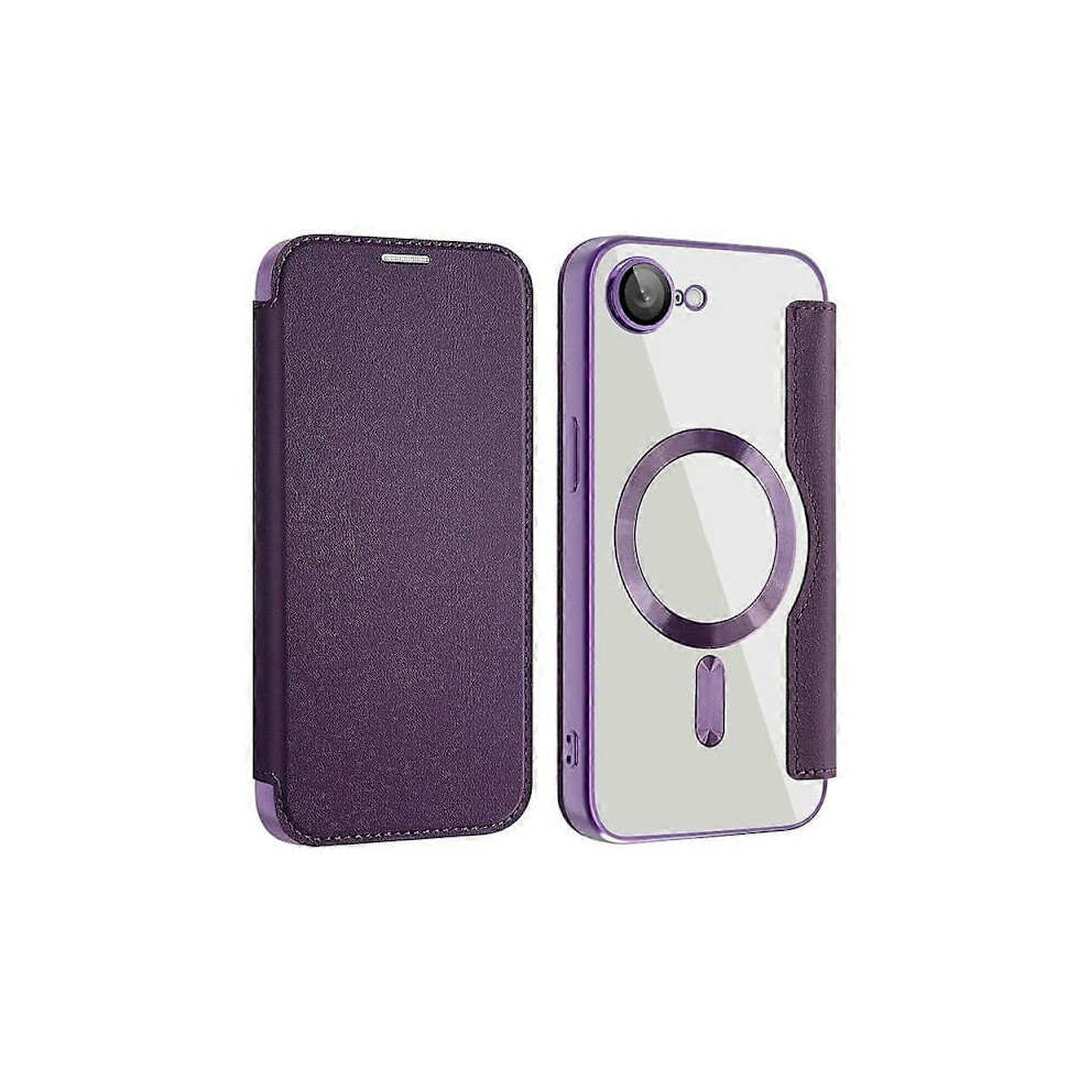 Phone Case For Compatible With Iphone 16E, Compatible With Magsafe Pu Leather Phone Case Dark Purple 9402001808295