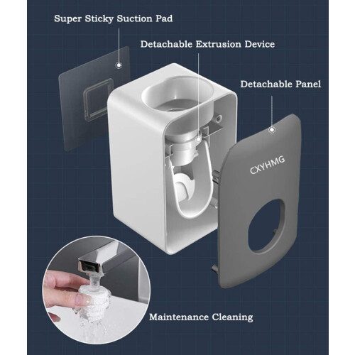 Automatic Toothpaste Dispenser for Kids, 2 Pack Wall Mounted Squeezer with Dust Cover and Easy Cleaning 2
