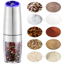 JUNWELL Battery Operated Stainless Steel Pepper or Salt Grinder (Size 7.9” x 2”)