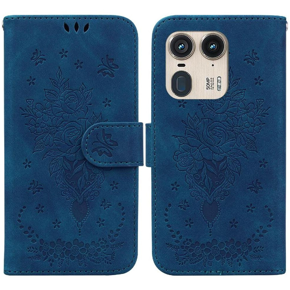 Case For Motorola Edge 50 Ultra Emboss Rose Flowers Wallet Case Flip Pu Leather Cover Kickstand Card Slots 9085618785809