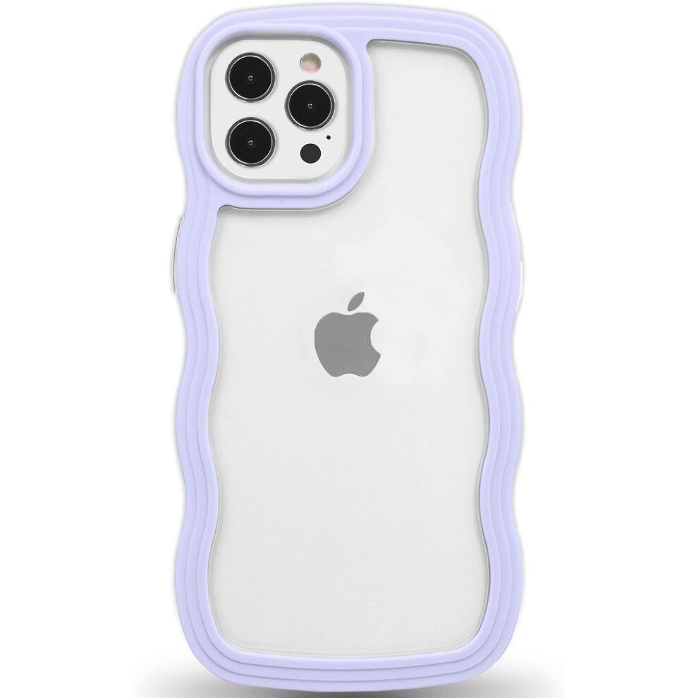 Anuck For Compatible With Iphone 12 Pro Max Case, Wavy Edge Clear Back, Anti-Slip Shockproof Tpu & Hard Bumper, Purple 9085618785601