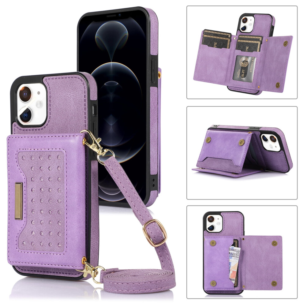Feishell Crossbody Wallet For Compatible With Iphone 11, Rfid Blocking, Card Holder, Pu Leather, Strap, Purple 9085618785762