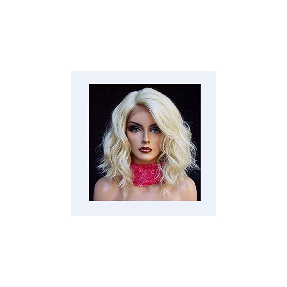 Unisex 613 Blonde Lace Front Bob Wig With Voluminous Curls And Natural Hairline, 14In Glueless