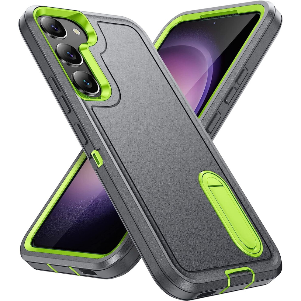 Compatible With Samsung Galaxy S23 Case, Shockproof Military Grade Cover With Kickstand, Dustproof Drop Proof Phone Case For S23 5G () Grey/Green 9085618785687