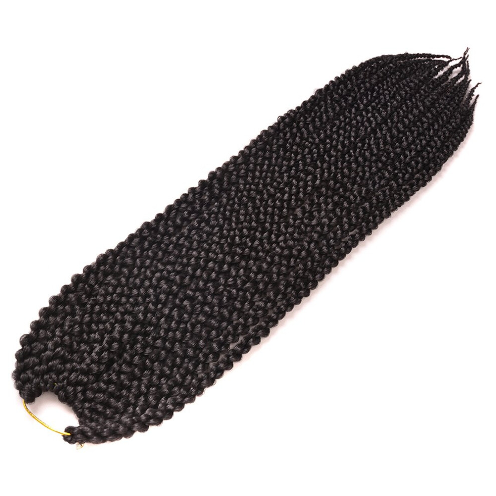 22 Inch 3D Cubic Twist Crochet Braids Synthetic Hair Extensions for Black Women, Color 1B