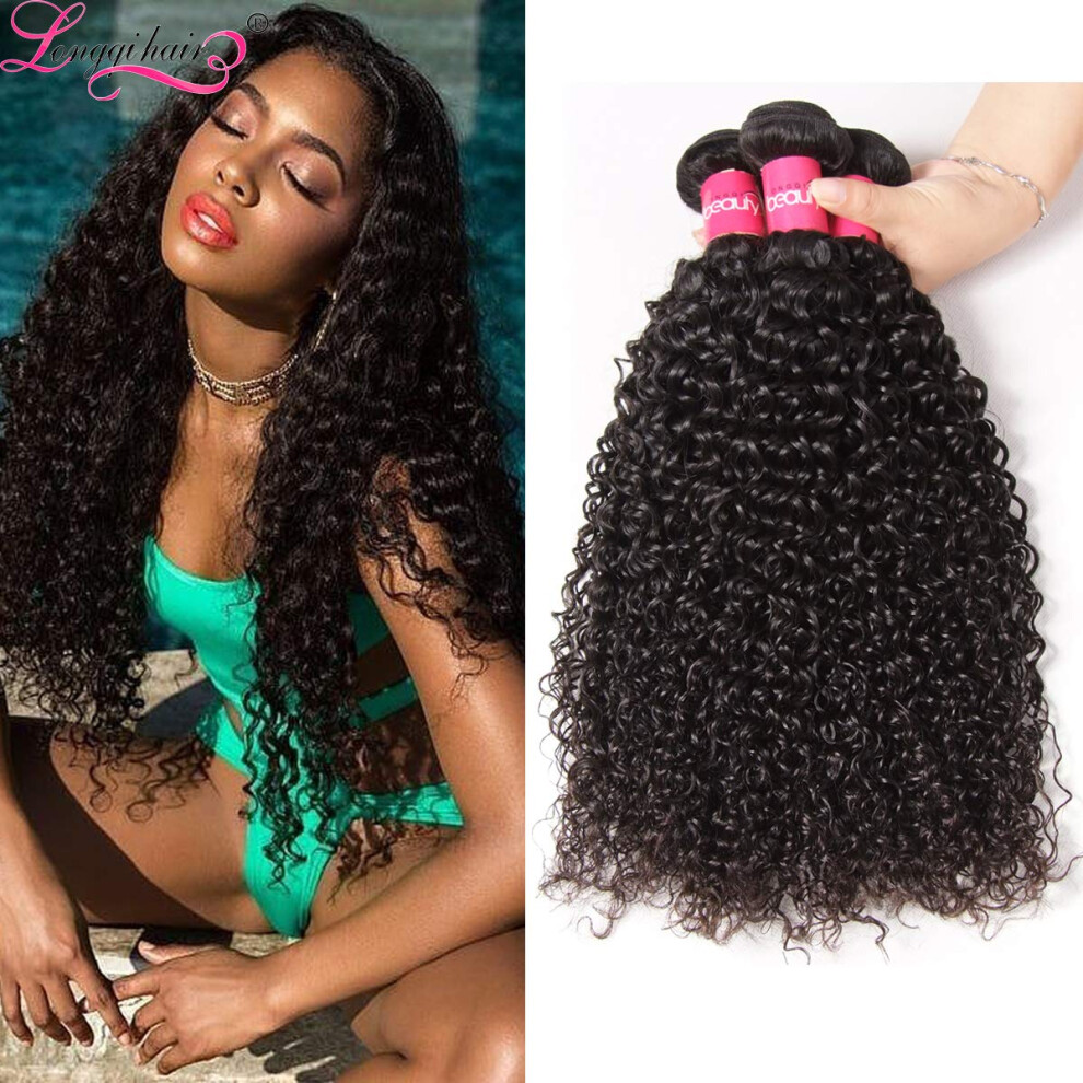Unisex Peruvian Jerry Curl Hair Bundles 20 22 24 Inch Virgin Remy Human Hair Extensions 3Pcs Natural Color