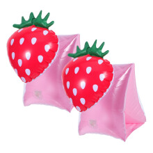 1 Pair Inflatable Swimming Arm Bands with Cute Strawberry Design Kids Pool Float Ring for Summer