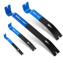 SHALL 4-Piece Flat Pry Bar Set -15" 10" 7.5" 5.5"- Heavy Duty & Mini Nail Puller Crowbar, Utility Claw Bar, Wonder Bar, High-Carbon Steel Flat Bar To