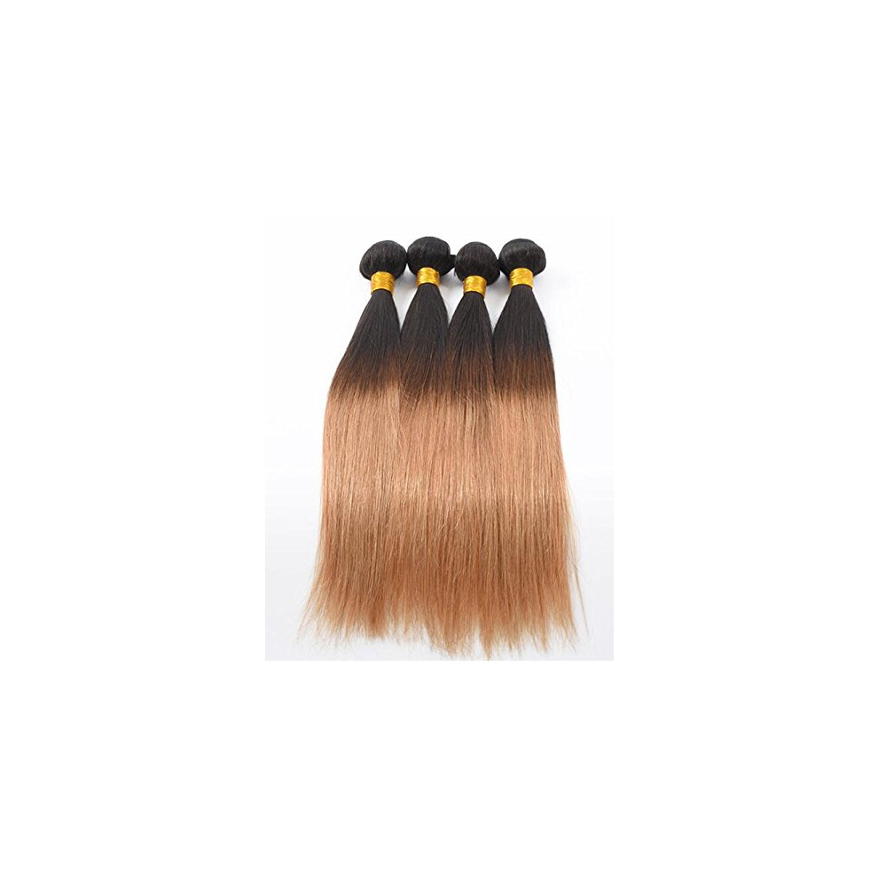 Unisex Brazilian Virgin Straight Ombre Hair Extensions 9A Remy Human Hair Weave Bundles 14 16 18 Inch