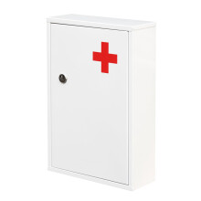 Medicine Lock Box, Wall Mounted Steel First Aid Cabinet with Dual Key Security and Spacious Interior