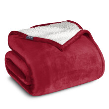 Bare Home Plush Sherpa Bed Blanket - Fluffy & Soft - Reversible - Lightweight - Twin/Twin XL, Red