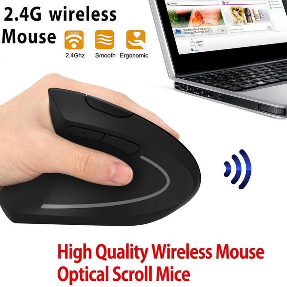 Kiplyki Wholesale 6D 2.4G Wireless Ergonomic Vertical Mouse Left Hand Optical 1600Dpi Gaming Mic 9065759444469