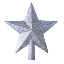 7.87" Christmas Tree Star Topper, Silver, Glittering & Sparkling, Shatter Resistant Plastic Ornament, Compatible with All Indoor Trees