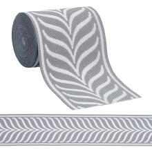 5.5 Yards 3-3/8" Wide Dark Gray Polyester Jacquard Leaf Embroidery Trim Tape for Drapes Curtains, compatible with curtain embellishment