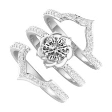 WICVIK Women's Stackable Ring Set, 3-in-1 Alloy Rhinestone Joint Ring, Compatible with Fashion Jewelry Accessories