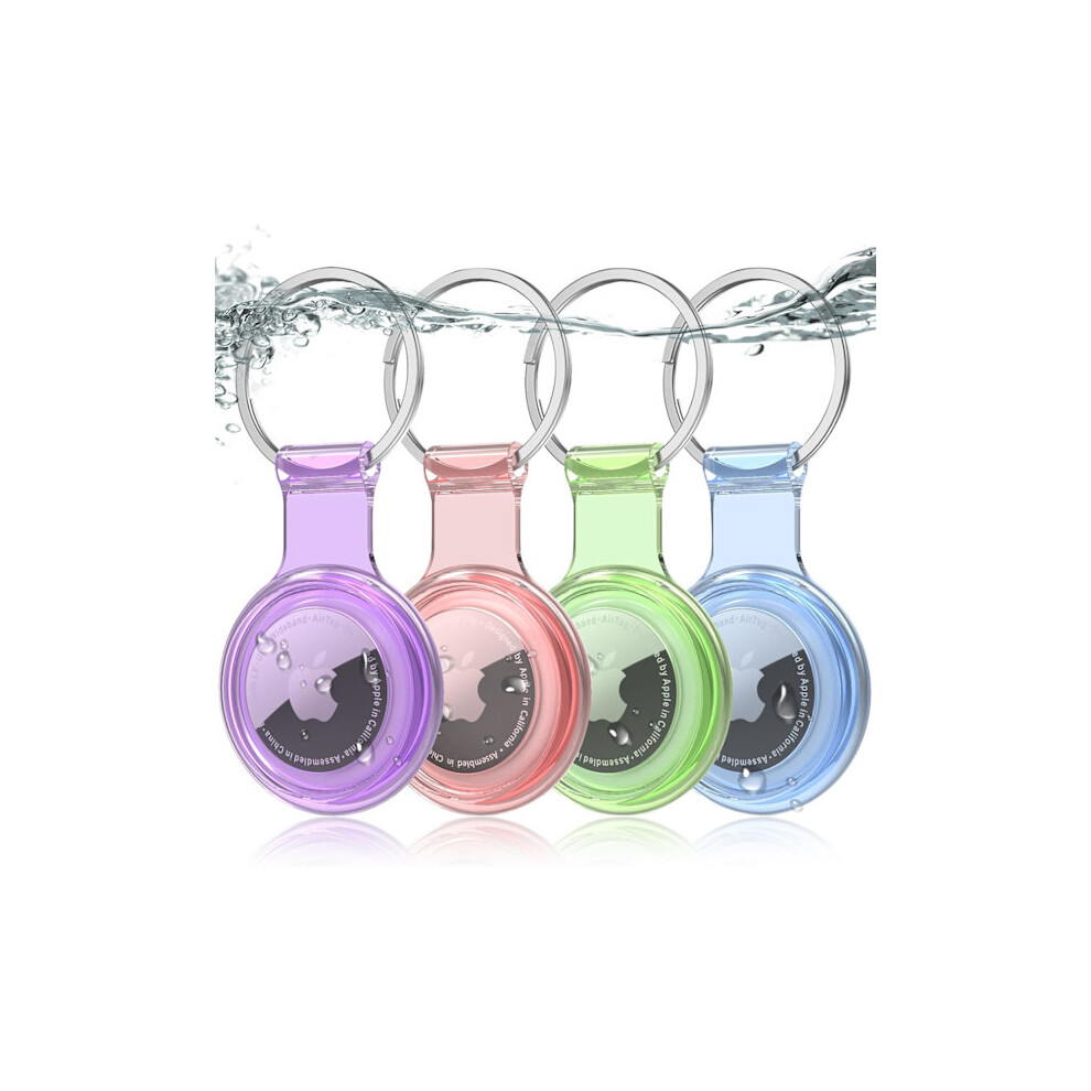4-Pack Airtag Holder Keychain, Waterproof 360 Case Compatible With Apple Airtags For Bags, Keys, Pets - /Purple Blue/Green/Pink 9322103957861