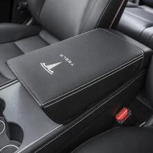 Car Armrest Cover for Tesla Model 3 Model Y PU Leather Center Console Protector Pad Car Waterproof Armrest Box Mat for Model 3 2017-2022 Mo