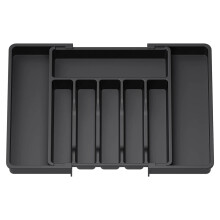 Cutlery Drawer Organiser, Expandable Utensil Tray for Kitchen, Adjustable Silverware and Flatware Holder Black