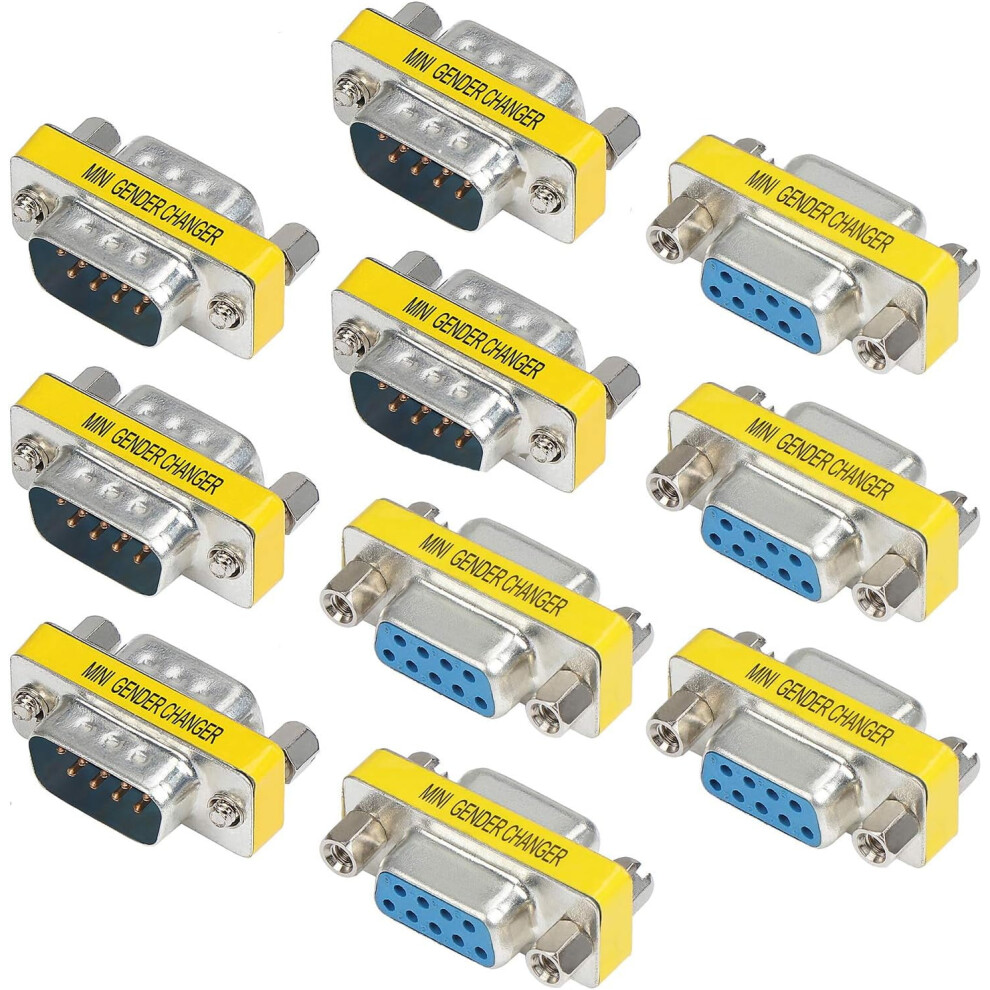 9 Pin Rs-232 Db9 Male To Male Female To Female Serial Cable Gender Changer Coupler Adapter (10 Pack, Db9 9338982170604