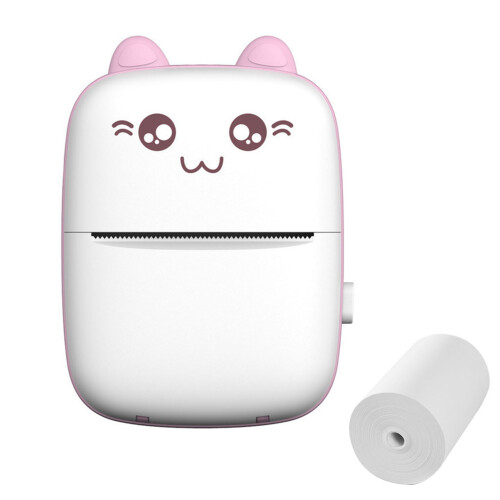 Chicmine Mini Printer Ink-Free Bluetooth-compatible Portable Pocket Handheld Mini Cute Cat Thermal Printer for Study