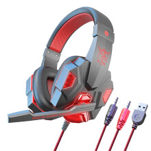 Quinlirra Back to School Head-mounted Computer Headset Wired with Microphone Low-latency Stereo Audio Gaming Headset with LED Lighting