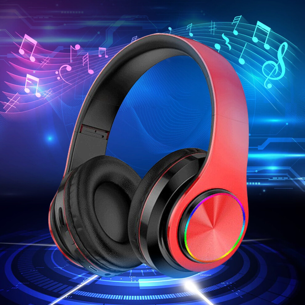 Kayannuo Macaron Luminous Bluetooth Headphones, Seven-Color Breathing Compatible With Ios/Android, Gift For Women & Men Red/Light 9338982171748