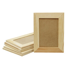 6 Pack of DIY Unfinished Wooden Picture Frames Hold 4x6 Photo - Stand or Hang